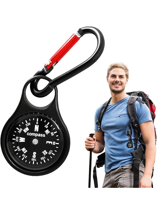 Zorbes Outdoor Compass Zinc Alloy Outoor Adventure Compass with Carabiner 1.46 inches Pocket Compass Precision Navigation Compass for Camping Hiking Trekking - Image 1