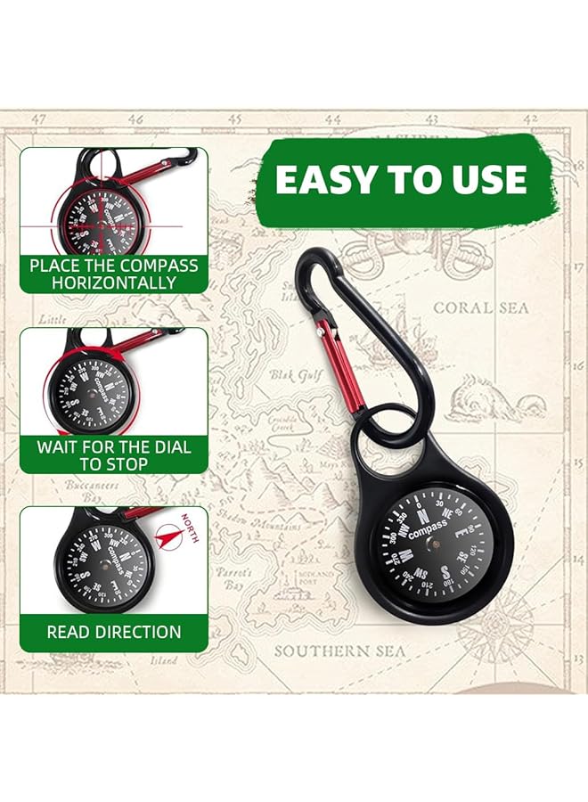 Zorbes Outdoor Compass Zinc Alloy Outoor Adventure Compass with Carabiner 1.46 inches Pocket Compass Precision Navigation Compass for Camping Hiking Trekking - Image 5