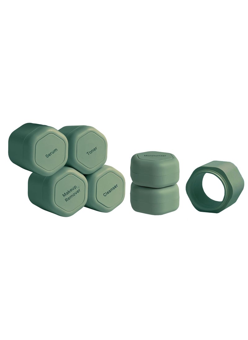 Cadence Cadence Travel Containers - Full Skincare Set - Magnetic Travel Capsules - 2 Small (0.56oz), 4 Medium Capsules (1.32oz), & Extender (1.43oz) with Multiple Labels for Better Organization - Eucalyptus 