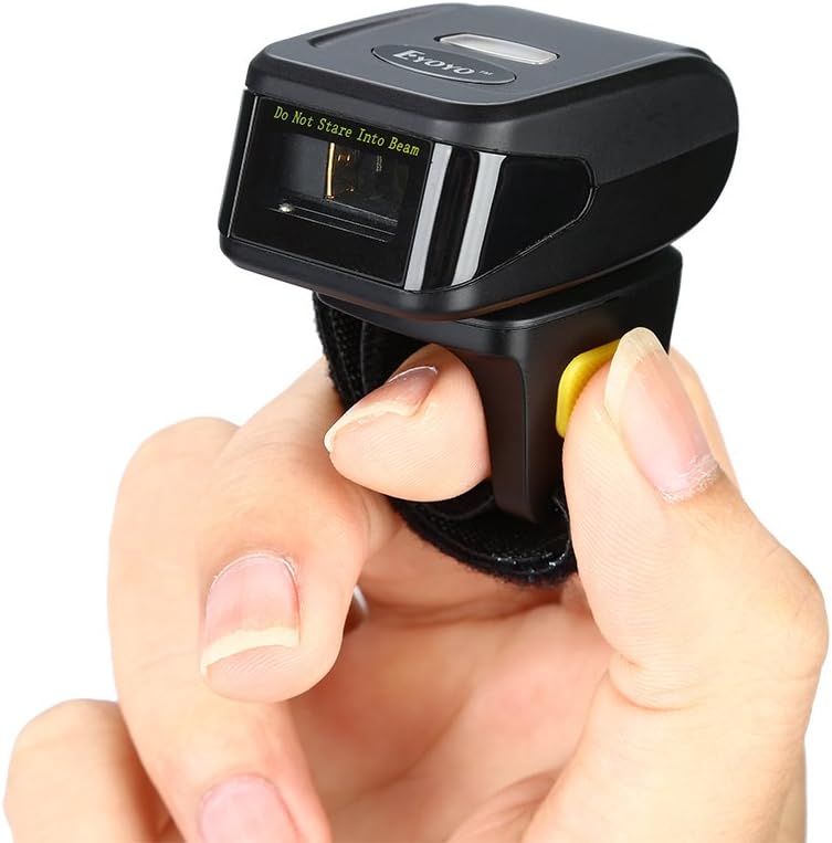 EYOYO 1D Wireless Ring Barcode Scanner, Compatible with Bluetooth Function & 2.4GHz Wireless & Wired Connection, Portable Wearable Mini Finger Bar Code Reader Work with Windows, Mac OS, Android 4.0+, - Image 1