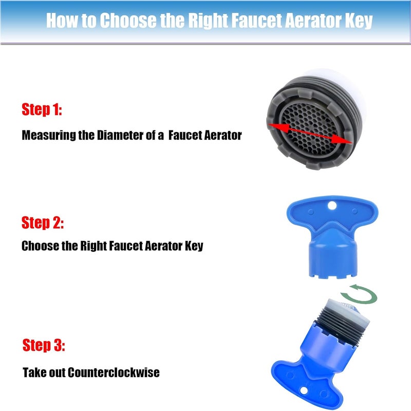 BOETOADG 5 Pcs Faucet Aerator Key Removal Wrench Tool with 5 Sizes M16.5, M18.5, M21.5, M22.5, M24 Recessed Aerator Key Sink Aerator Wrench for Bathroom Kitchen Sink Faucet Aerator Removal Tool - Image 3