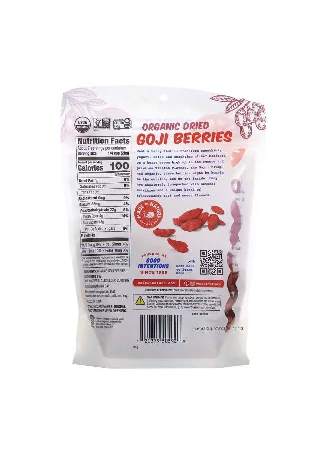 MADE IN NATURE Organic Dried Goji Berries Sun Dried Unsulfured 7 oz 198 g - Image 2