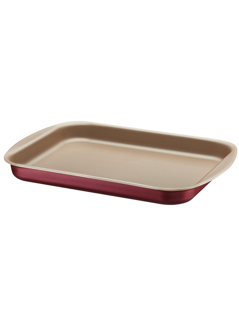 Since 1911,Made in Brazil- Brasil 28cm 2L Red Aluminum Flat Roasting Pan with Interior and Exterior Starflon Max PFOA Free Nonstick Coating