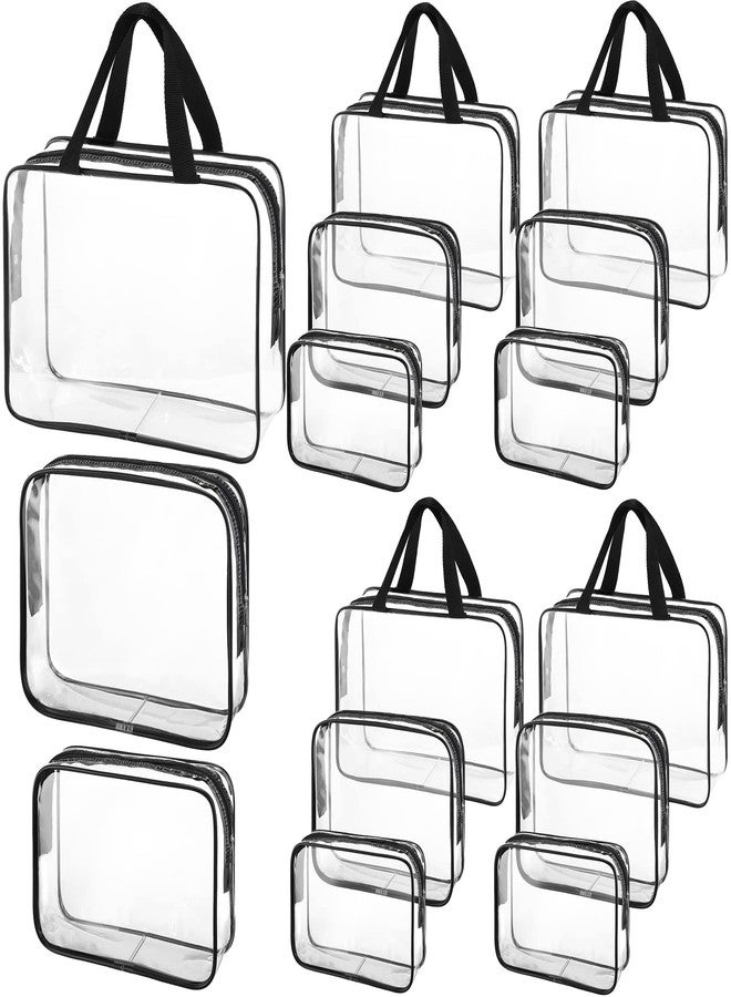 Saintrygo 15 Pcs Clear Makeup Bags Toiletry Bag with Zipper Handle PVC Waterproof Cosmetic Bags Set Transparent Travel Pouch Clear Makeup Organizer for Travel Airport Business, 3 Sizes - Image 1