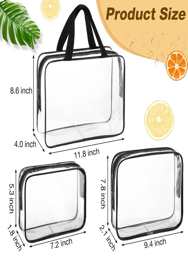 Saintrygo 15 Pcs Clear Makeup Bags Toiletry Bag with Zipper Handle PVC Waterproof Cosmetic Bags Set Transparent Travel Pouch Clear Makeup Organizer for Travel Airport Business, 3 Sizes - Image 2