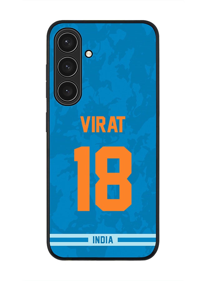 Stylizedd Rugged Black edge case for Samsung Galaxy S24 Plus, Slim fit Soft Case Flexible Thin Cover- Team India Virat Kohli, Jersey No 18 - Image 1