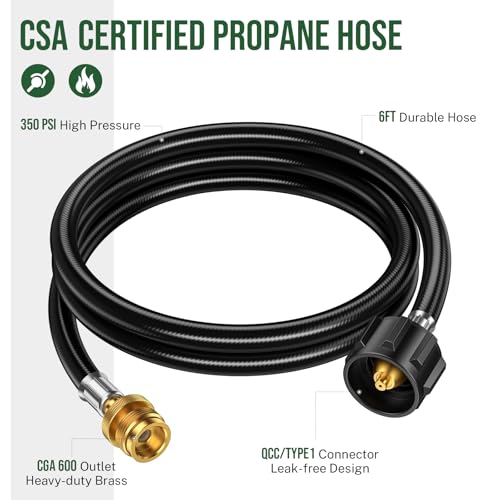 Alloxity 6 Feet Propane Hose Adapter 1lb to 20lb，Propane Adapter 20lb to 1lb Converter, Propane Tank Adapter Hose 20 lb to 1 lb for Weber Q Grill/Coleman Stove/Blackstone Griddle/Buddy Heater - Image 5