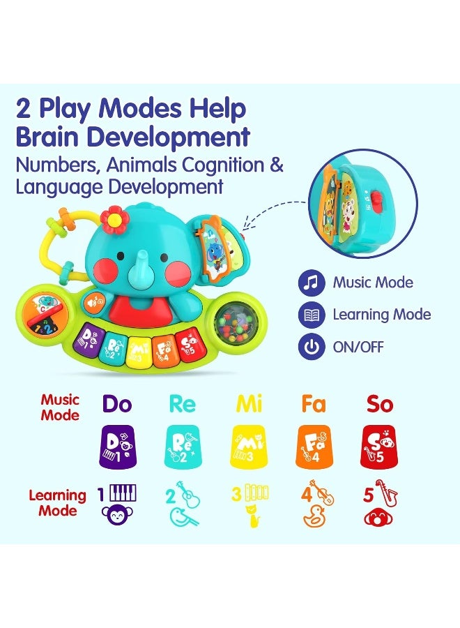 HOLA 2-In-1 Musical Elephant Keyboard Interactive Baby Toy With 7 Play Activities, Light-Up Buttons, Piano, Nursery Rhymes, And Sensory Development Features For Motor And Cognitive Skills 6M+  - Image 3