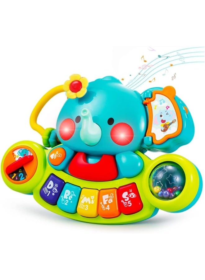 HOLA 2-In-1 Musical Elephant Keyboard Interactive Baby Toy With 7 Play Activities, Light-Up Buttons, Piano, Nursery Rhymes, And Sensory Development Features For Motor And Cognitive Skills 6M+  - Image 1