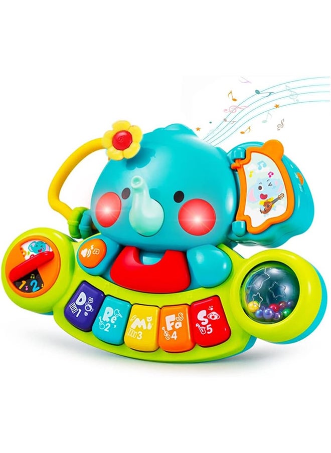 HOLA - Hola 2-in-1 Musical Elephant Keyboard Interactive Baby Toy with 7 Play Activities, Light-Up Buttons, Piano, Nursery Rhymes, and Sensory Development Features for Motor and Cognitive Skills 6M+ - Image 1