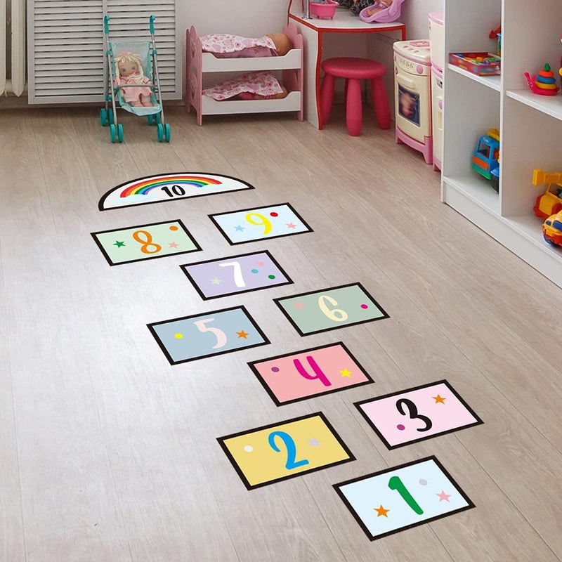 N.C PVC Removable Cute Digital 10 Number DIY Hopscotch Game Wall Stickers - Image 1