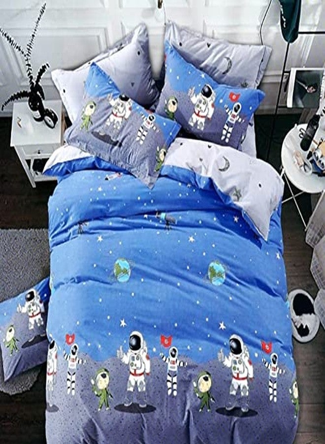 Blenzza Deco™ Glace Cotton Nursery Print Single Bed Reversible Kids Comforter Set(1 Single Bed Comforter,1 Single Bedsheet & 1 Pillow Cover, 180 TC) Space - Image 3
