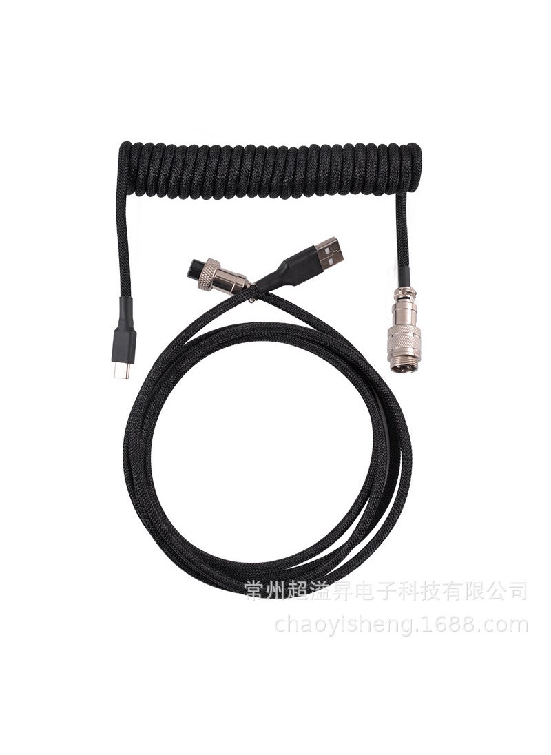 Generic Detachable Gaming Mechanical Keyboard Spring Cable Black 