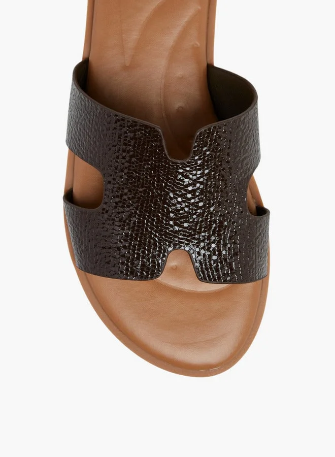 Flora Bella By Shoexpress BROWN Textured Slip-On Sandals for Women | Best Price UAE