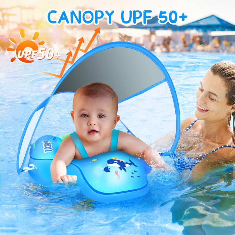 LAYCOL Baby Swimming Float with UPF50+ Sun Canopy Baby Floats for Pool No Flip Overbaby Pool for Baby Age of 3-36 Months - Image 2