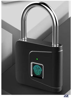 ELTRAZONE Anti-Theft Fingerprint Padlock, Smart Fingerprint Padlock Portable, Waterproof USB Charging, Intelligent Lock for Cabinet, Luggage, Gym, Suitcase, School, Bike - Black  - Image 1