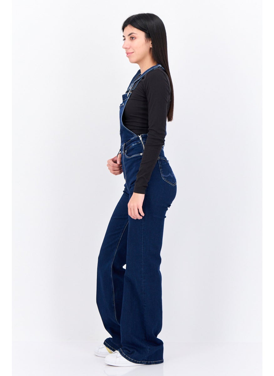 Pepe Jeans - Women Washed Sleeveless Jumpsuit, Blue - Image 1