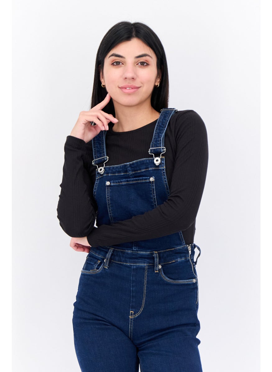 Pepe Jeans - Women Washed Sleeveless Jumpsuit, Blue - Image 1