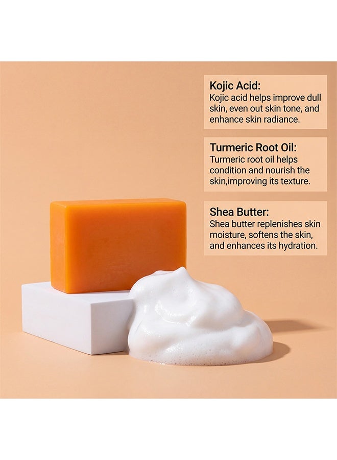 OceAura Kojic Acid Turmeric Soap, Kojic Acid Spot For Hyperpigment Ation, Anti-Acne Dark Spot Corrector Soap, Brightning Deep Cleansing Face And Body Turmeric Soap, Brighter Skin Tone For Face & Body, 100g - Image 3