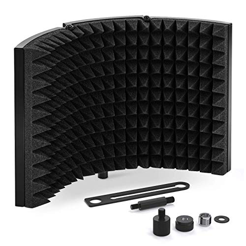 TONOR Wireless Microphone Isolation Shield, Mic Sound Absorbing Foam Reflector for Any Condenser Recording Equipment Studio (Black) - Image 1