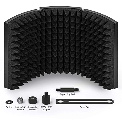 TONOR Wireless Microphone Isolation Shield, Mic Sound Absorbing Foam Reflector for Any Condenser Recording Equipment Studio (Black) - Image 5