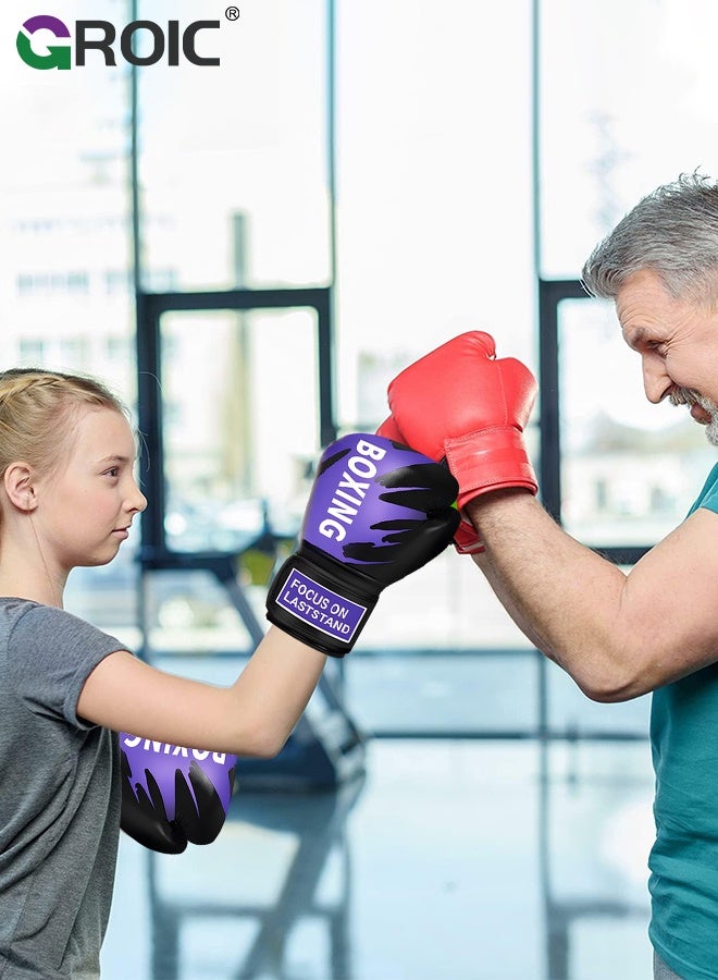 GROIC 1 Pair Kids Boxing Gloves for 6-12 Years, 6 Oz Training MMA Kickboxing Punching Gloves for Training, Punching Bag, Muay Thai, MMA Gift for Boys Girls - Image 4
