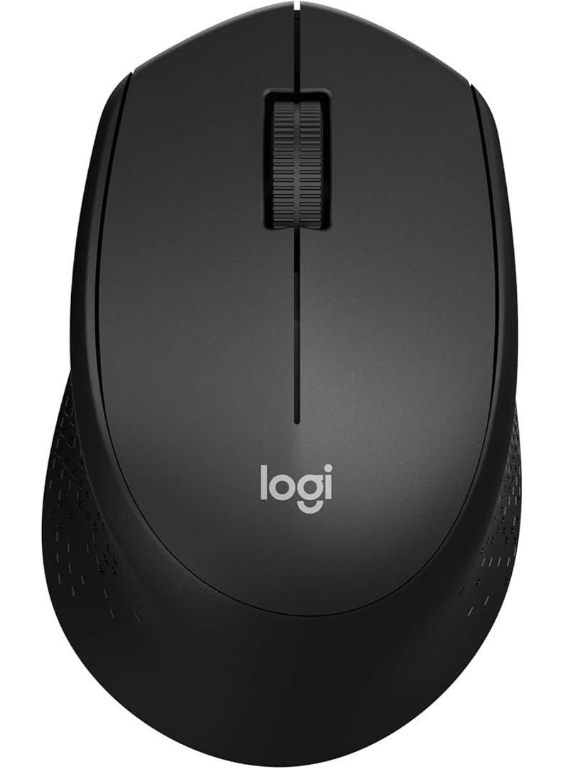 Logics M330 Silent Plus Wireless Mouse, 2.4GHz USB Nano Receiver, Silent Clicks, 18-Month Battery Life, 1000 DPI Optical Sensor, Ergonomic Right-Hand Design, Plug And Play, Compatible with Windows, macOS, Linux, Chrome OS, 910-004909 Black - Image 1
