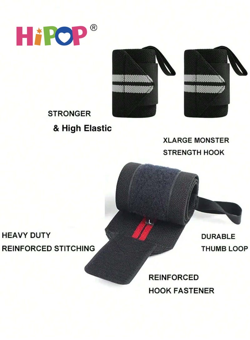 HIPOP 2Pcs Wrist Wraps for Men, Wrist Straps for Weightlifting, Exercise Straps Strength Training, Adjustable Wrist Brace Gym Accessories - Image 2