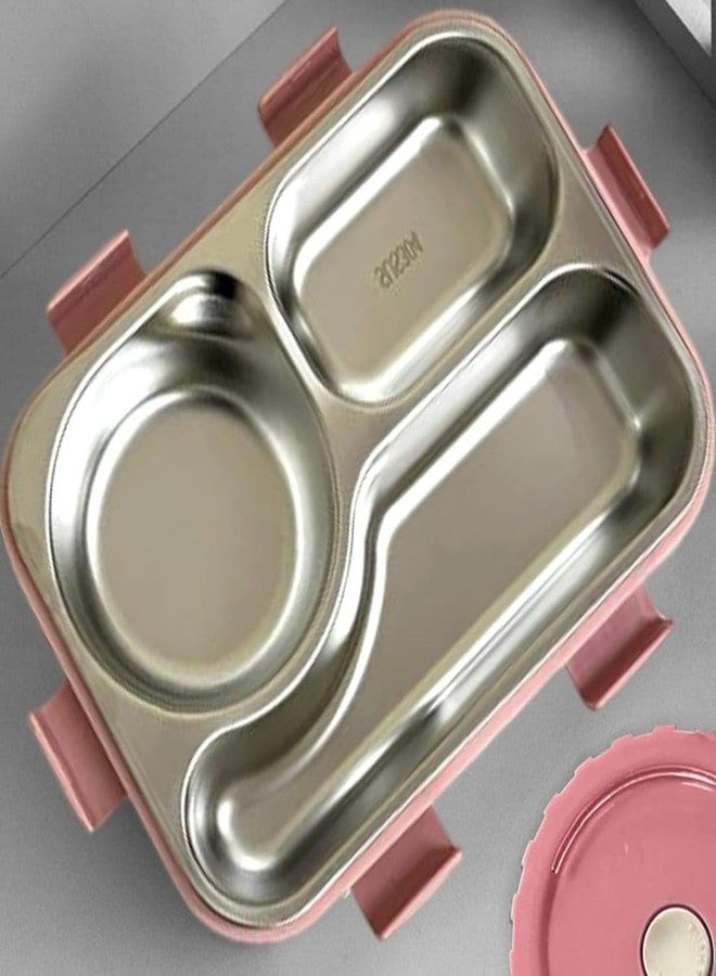 PIERCELL ENTERPRISE Piercell Stainless Steel 3-Compartment Bento Lunch Box | Durable, Bpa-Free & Dishwasher Safe Lunch Container for Adults & Kids - Tiffin for School 750 Ml +150 mL(pack of 1) - Image 2