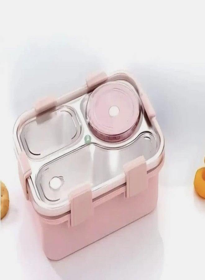 PIERCELL ENTERPRISE Piercell Stainless Steel 3-Compartment Bento Lunch Box | Durable, Bpa-Free & Dishwasher Safe Lunch Container for Adults & Kids - Tiffin for School 750 Ml +150 mL(pack of 1) - Image 1