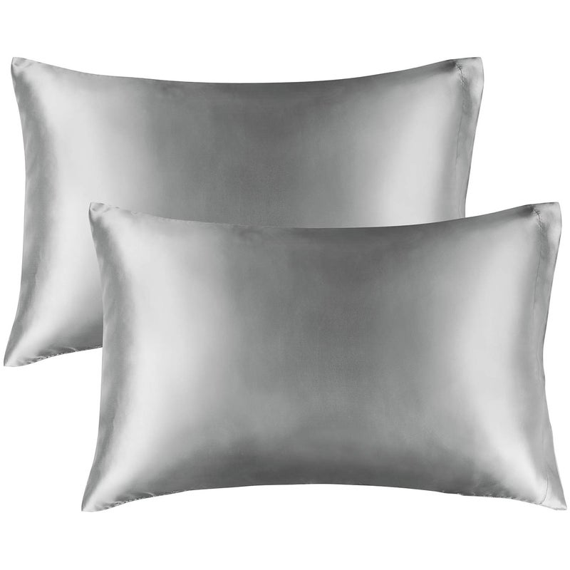 BEDELITE Satin Pillowcase for Hair and Skin, Super Soft and Cooling Similar to Silk Pillow Cases 2 Pack with Envelope Closure, Gift for Women Men(20"x40" King Size, Grey) - Image 1