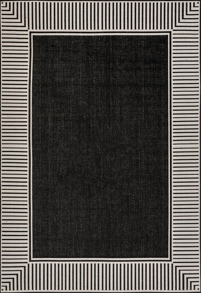 Nuloom Asha Black/Ivory, 4' x 6', Casual, Striped Border, Soft and Cozy, High Traffic, Stain Resistant, Easy Clean, Durable Area Rug for Indoor/Outdoor Patio, Deck, Porch, Garden, Courtyard - Image 2