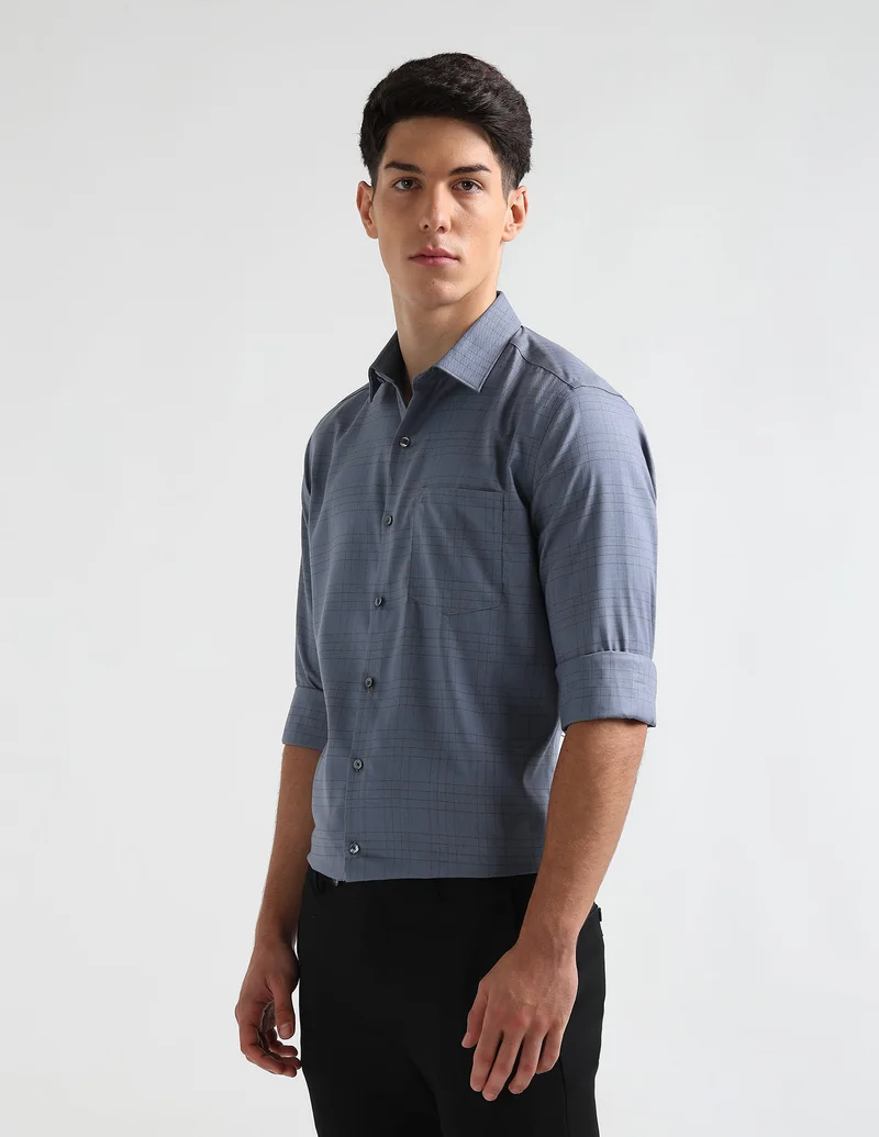 Arrow Dark Grey Dobby Slim Fit Shirt for Men | Best Price UAE
