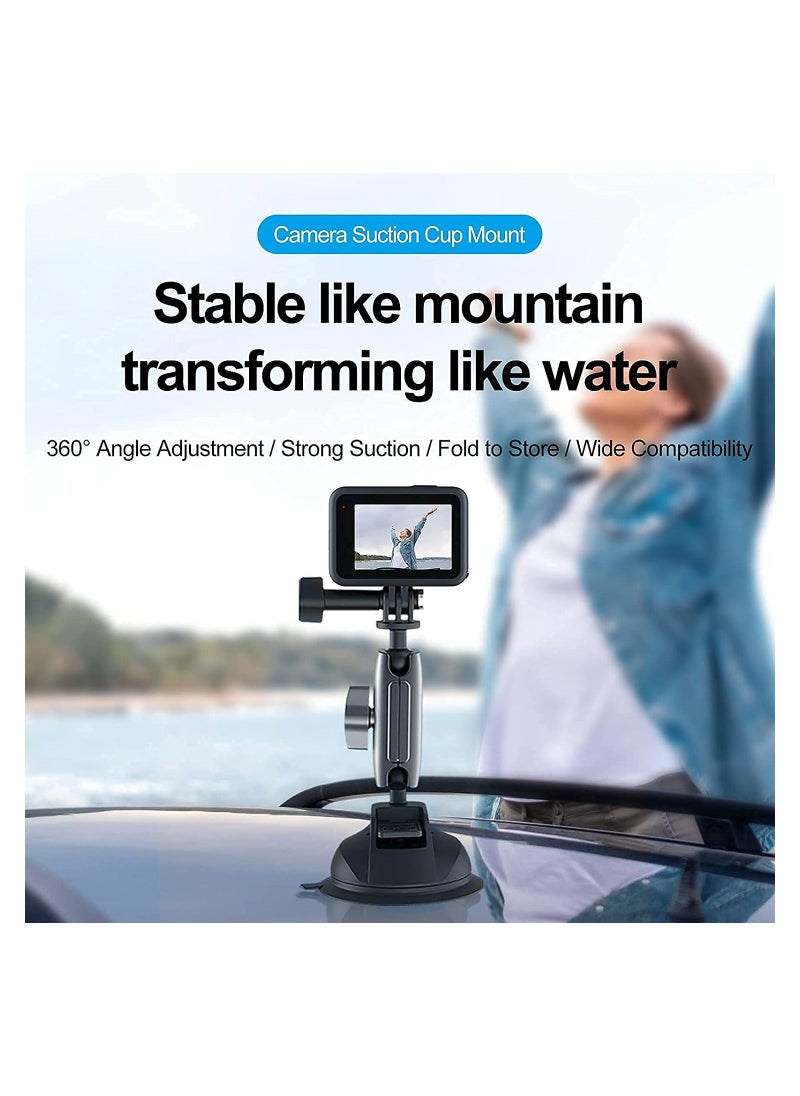 TELESIN - Aluminum Alloy Suction Cup Holder for Gopro Hero, Gopro MAX, DJI OSMO Action, OSMO Pocket, Insta360 ONE X, ONE R, ONE, Mobile Phone - Image 1