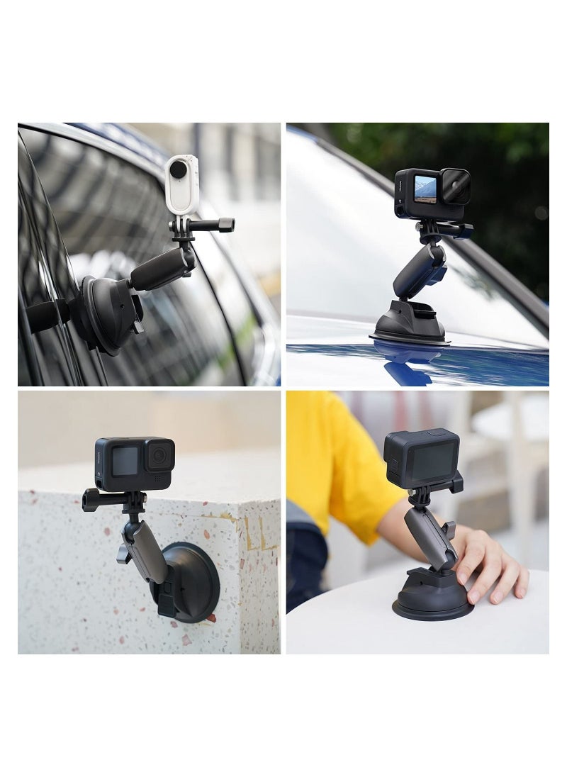 TELESIN - Aluminum Alloy Suction Cup Holder for Gopro Hero, Gopro MAX, DJI OSMO Action, OSMO Pocket, Insta360 ONE X, ONE R, ONE, Mobile Phone - Image 1