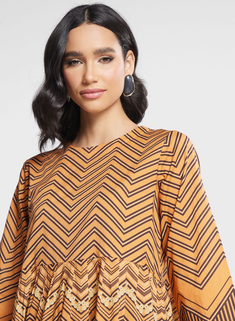 Nishat Linen Round Neck Pleated Kurti - Image 3