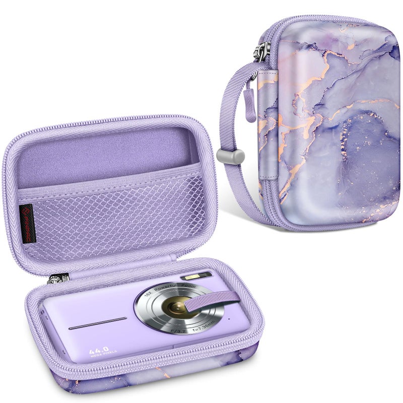 Fintie Digital Camera Case Compatible with Kodak Pixpro FZ55/ FZ45/ FZ53/ FZ43/ WPZ2, Canon PowerShot ELPH 360/ Lecran/CAMKORY, Small Cameras Carrying Bag, Lilac Marble - Image 1