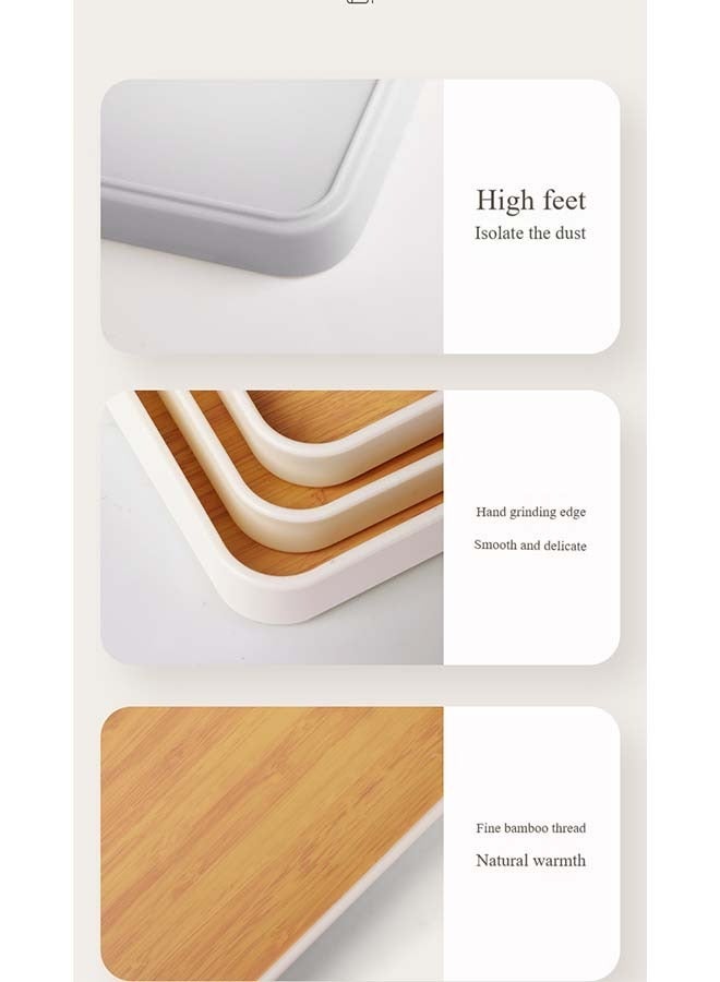 HaHaHai Set of 3 Melamine Trays for Serving Tea and Coffee Rectangular Serving Platter Set, Food Serving Trays for Party Entertaining(Wood color) - Image 5