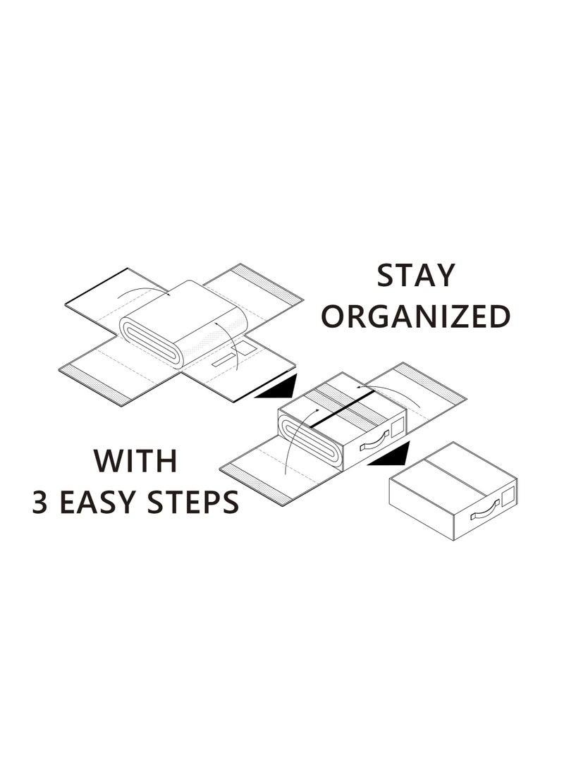 مجموعة صناديق تخزين قابلة للطي للفراش والأغطية، تتضمن 2 حزمة لتنظيم أغطية اللحاف وخزانة الملابس، باللون الأسود - Image 4