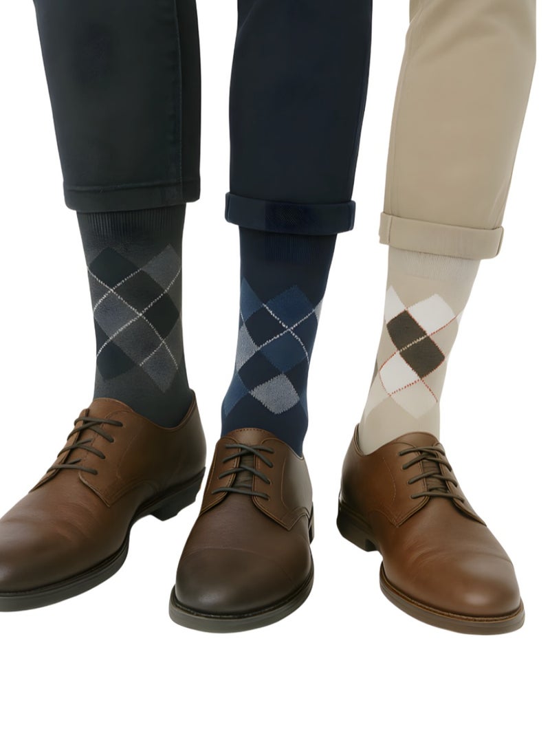 3 أزواج من الجوارب الرجالي الطويلة متعددة الألوان - Image 1