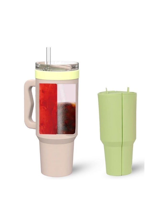 OASIS-TH - Silicone-Lined 2-in-1 Separator for 2 Drinks in 1 Cup, Silicone Cup Separator Compatible with Stanley Cup 40 oz, Stanley Accessory, Reusable Separator Silicone Liner(Green) - Image 1
