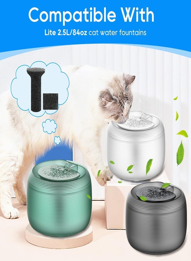 Cunina Lite Fountain Replacement Foam Filters and Sponge Mufflers - 6 Sets (Compatible with Lite 2.5L/84oz Cat Water Fountain) - Image 2