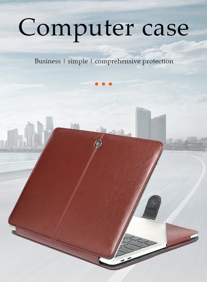 Notebook Sleeve Bag, Compatible with MacBook Air 13 inch Case , PU Leather Case Portfolio Protective Stand Cover Sleeve, Brown - Image 2
