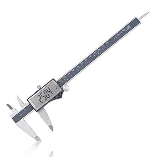 Clockwise Tools IP54 Grade Digital Caliper, DCLR-0805 0-8" /200mm, Inch/Metric/Fractions Conversion, Stainless Steel, Large LCD Screen - Image 1