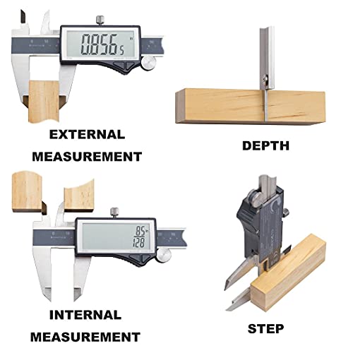 Clockwise Tools IP54 Grade Digital Caliper, DCLR-0805 0-8" /200mm, Inch/Metric/Fractions Conversion, Stainless Steel, Large LCD Screen - Image 3