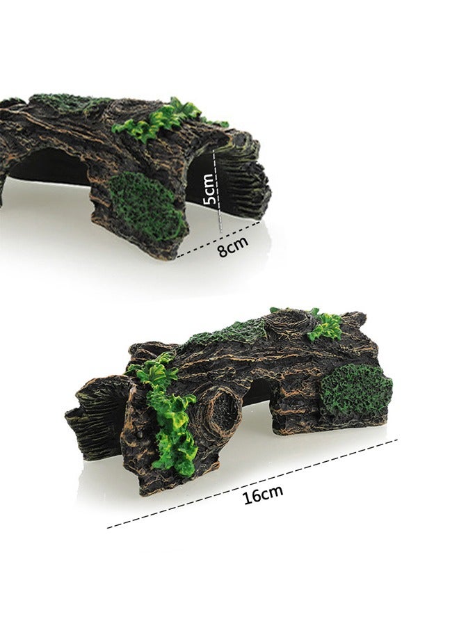 GUSGU Fish Tank Decorations Resin Hollow Tree Trunk Ornament, Bettas House Cave Wood House Decor for Aquarium Decorations 16x8x5cm - Image 2
