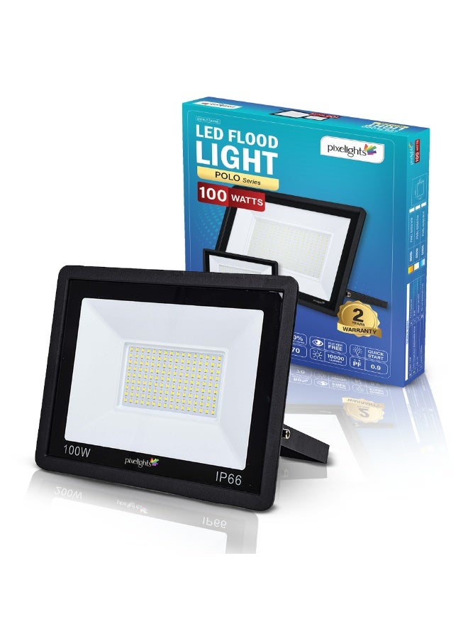 pixelights 100W LED Flood Light, White -6500K, IP65, 25000Hr Life, 2years Warranty, suitable Garden, Playground, Garage, Factories, Parking Lot, Park, Playground etc. Part#PIXEL62100WHI - Image 1