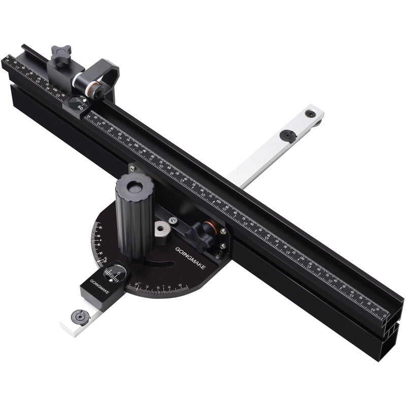 GOINGMAKE Portable Table Saw Miter Gauge with 18 Inch Fence and Multifunction Flip Stop and Positive Angle Stops, Miter Gauge for Table Saw Accessories, for Woodworking Cuts, Fits 3/4"x3/8" Slot - Image 1