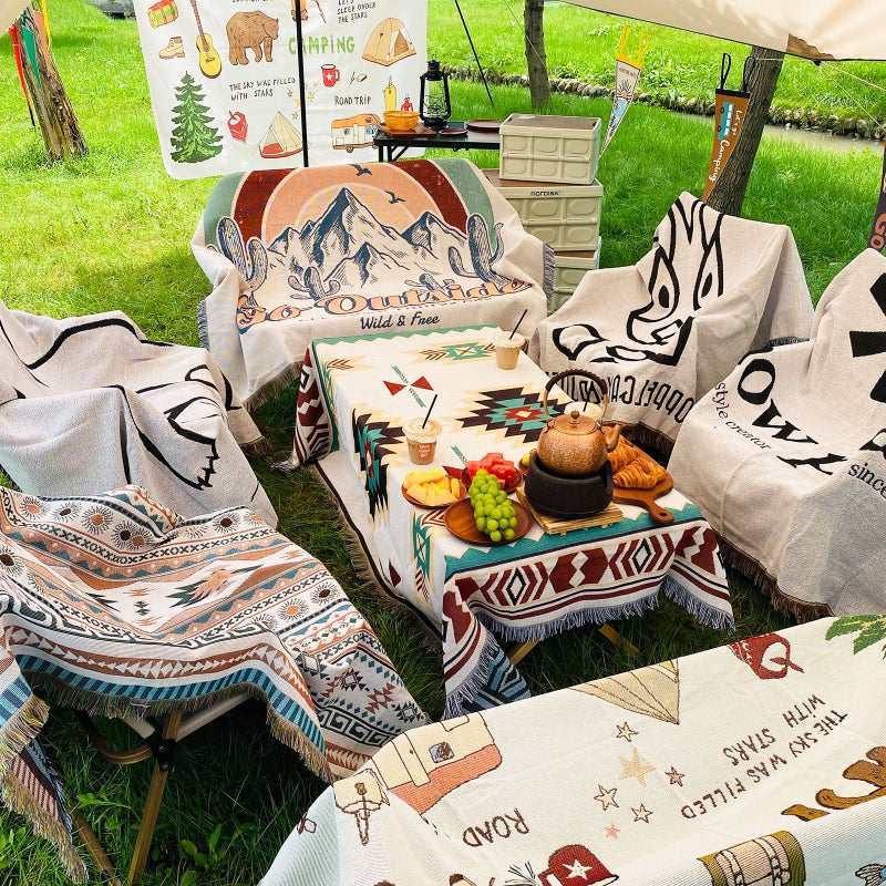 Camping Blanket Outdoor Blanket Picnic Blanket Sofa Blanket Ins Wind Line Blanket Nap Blanket Bohemian Blanket - Image 2
