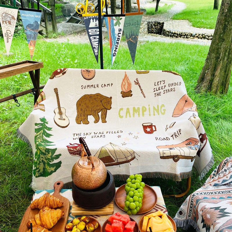 Camping Blanket Outdoor Blanket Picnic Blanket Sofa Blanket Ins Wind Line Blanket Nap Blanket Bohemian Blanket - Image 4